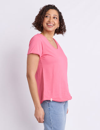 Pima Vee Tee Shirt - Lemonade Pink