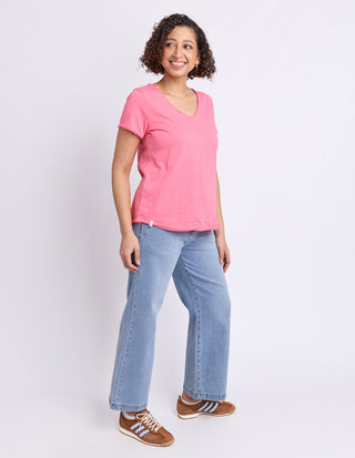 Pima Vee Tee Shirt - Lemonade Pink