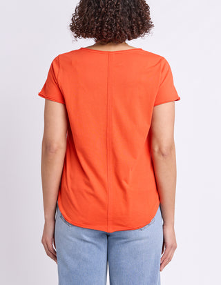 Pima Vee Tee Shirt - Tangelo
