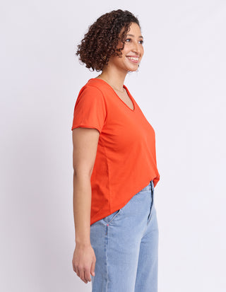 Pima Vee Tee Shirt - Tangelo