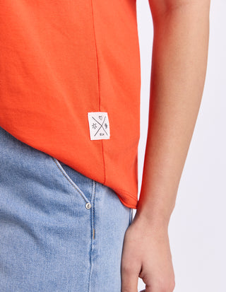 Pima Vee Tee Shirt - Tangelo