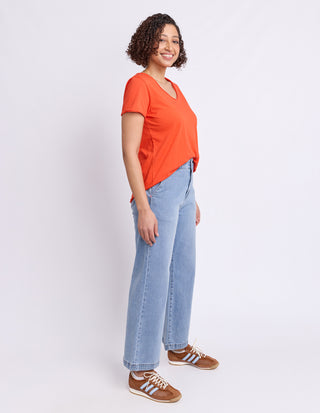 Pima Vee Tee Shirt - Tangelo