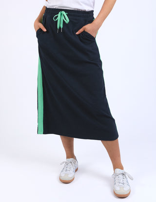 Brunch Skirt - Navy with Neon Green Tape