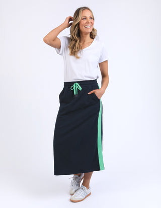 Brunch Skirt - Navy with Neon Green Tape