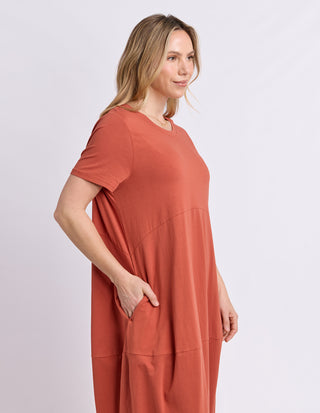 Diana Short Sleeve Dress - Earth Brown