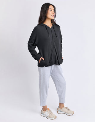 Beachy Long Sleeve Zip Hoodie - Black