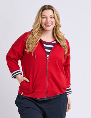 Beachy Long Sleeve Zip Hoodie - Cranberry