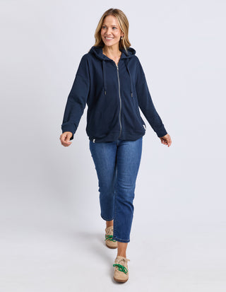 Beachy Long Sleeve Zip Hoodie - Navy