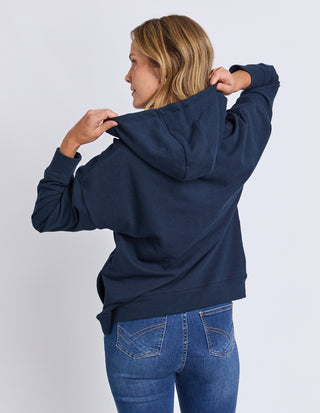 Beachy Long Sleeve Zip Hoodie - Navy