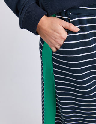 Sloane Skirt - Navy/White Stripe with Turquoise Trim
