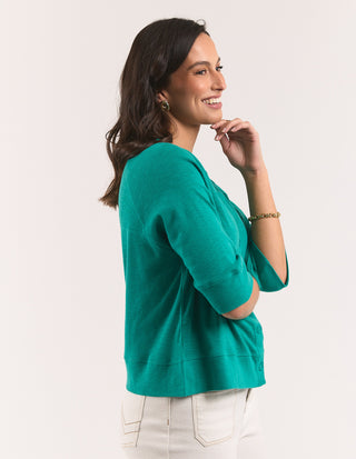 Elm Yvette Short Sleeve Cardigan Irish Green Back view | AAAG