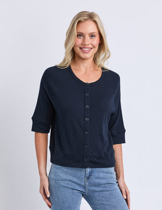 Yvette Short Sleeve Cardigan - Navy