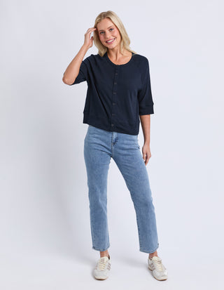 Yvette Short Sleeve Cardigan - Navy