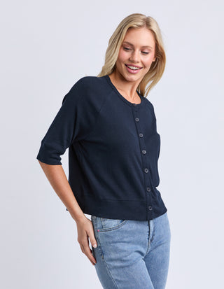 Yvette Short Sleeve Cardigan - Navy