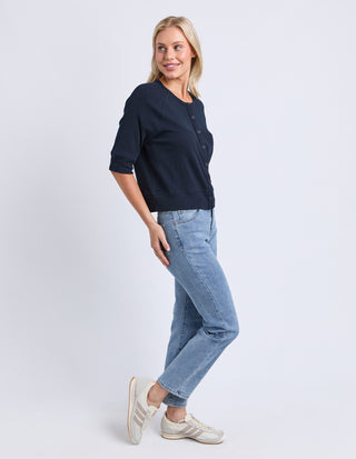 Yvette Short Sleeve Cardigan - Navy
