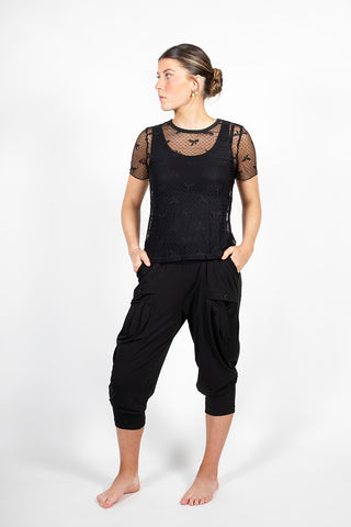 Bow Mesh Top - Black