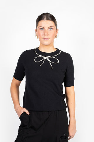 Bow'tiful Knit Tee - Black