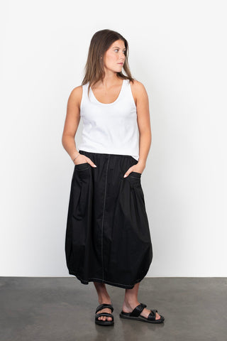 Cyrus Skirt - Black With White Topstitching