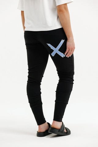 Homelee Apartment Pants Black with Hydrangea/White Cross, Back view | AAAG
