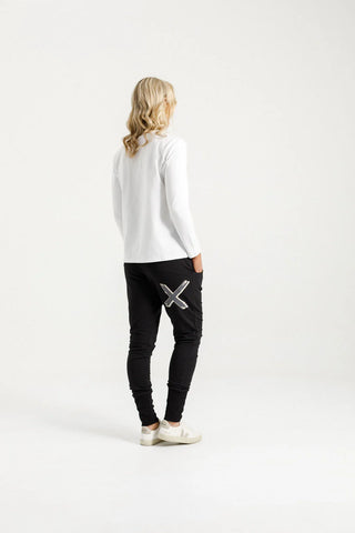 Apartment Pants Winter Weight - Black With Shadow Cross