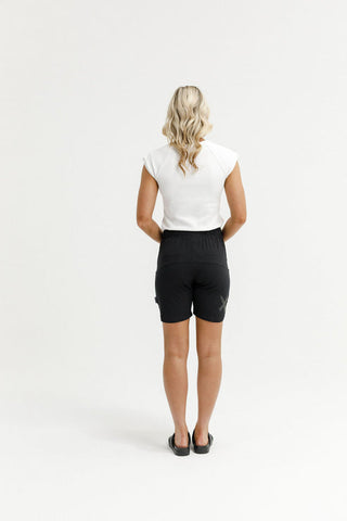 Apartment Shorts - Black With Black Cross