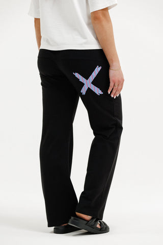 Avenue Apartment Pants - Black With Blue Haven Stripe cross