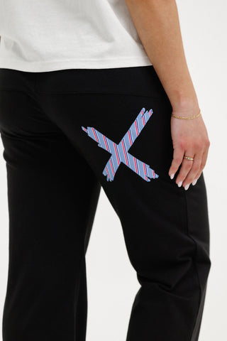 Avenue Apartment Pants - Black With Blue Haven Stripe cross