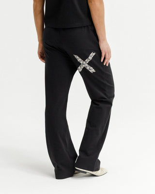 Avenue Apartment Pants - Black with Graphic Daisy Cross
