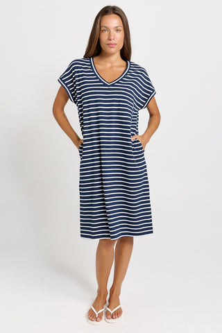 Zena T-Shirt Dress - Navy Stripe
