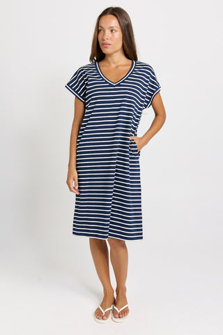 Zena T-Shirt Dress - Navy Stripe
