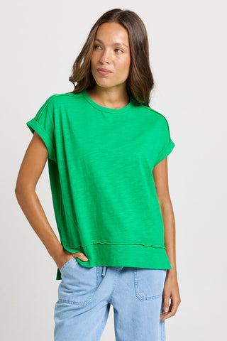 Betty Basics Shirley Short Sleeve Tee Green, Front view | AAAG