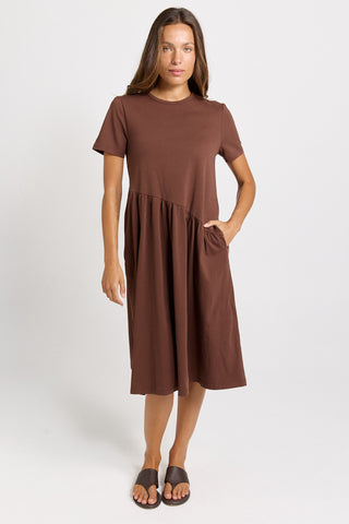 Ava Asymmetrical Dress - Chocolate
