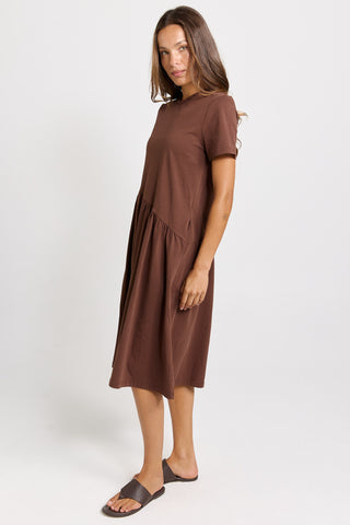 Ava Asymmetrical Dress - Chocolate