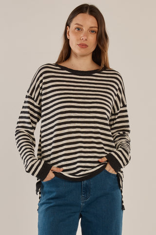 Natasha Knit Top - Black Stripe