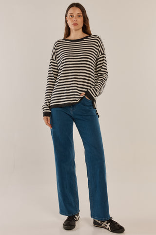 Natasha Knit Top - Black Stripe