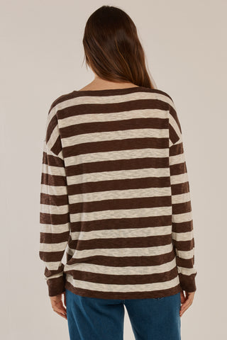 Natasha Knit Top - Brown Stripe