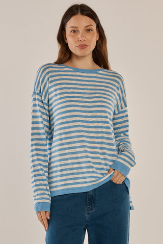 Natasha Knit Top - Cornflower Blue Stripe