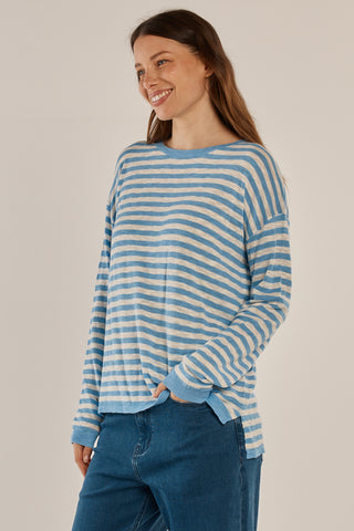 Natasha Knit Top - Cornflower Blue Stripe