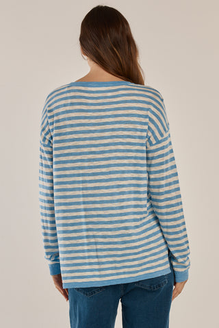 Natasha Knit Top - Cornflower Blue Stripe