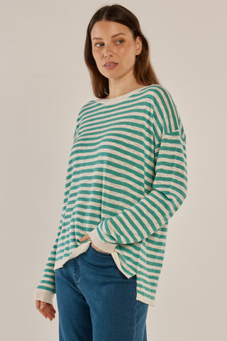 Natasha Knit Top - Lime Stripe