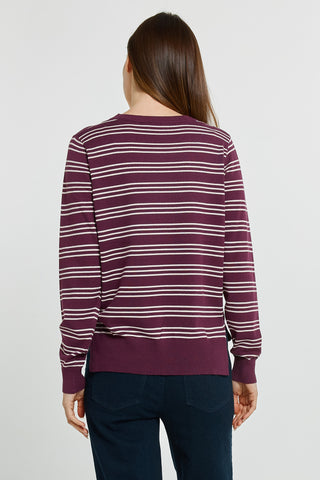 Lenore Sweater - Wine/Pink Stripe