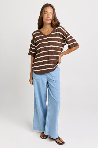Aries Vee Neck Sweater - Chocolate