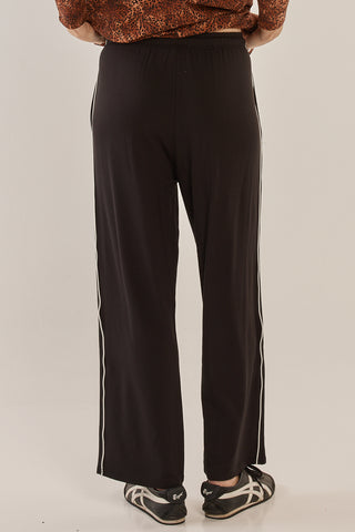 Evelyn Wide Leg Joggers - Black