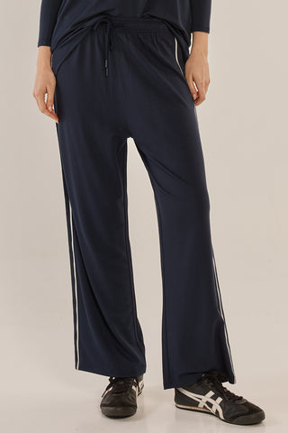 Evelyn Wide Leg Joggers - Navy