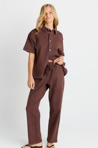 Quinn Cotton Jogger - Chocolate Brown
