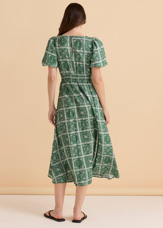 Dahlia Dress - Floral Tile Print