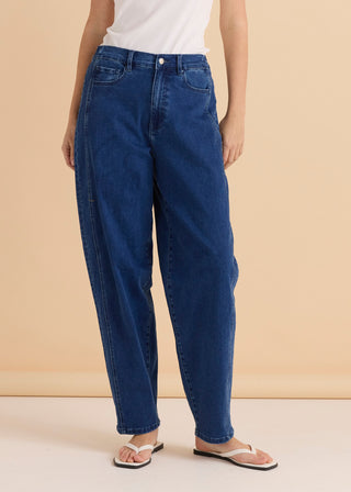 Barrel Leg Jean Joggers - Dusty Blue