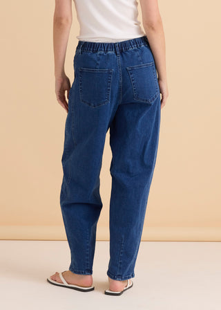 Barrel Leg Jean Joggers - Dusty Blue