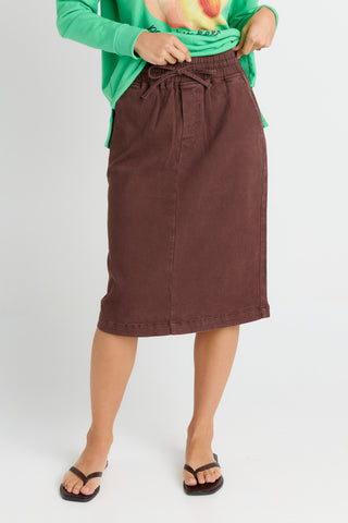 Quinn Cotton Skirt- Chocolate Brown