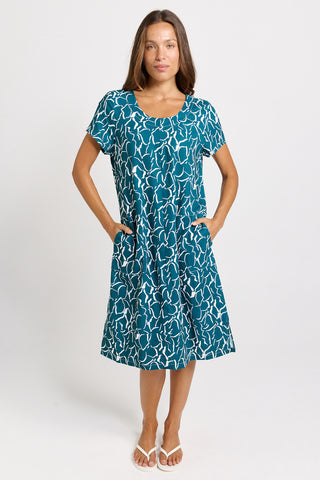 Bonnie Dress - Teal Petal Print